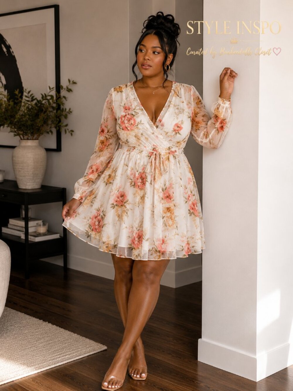 35 | En Focus Studio Sheer Floral A-Line Dress Multicolor Size 12